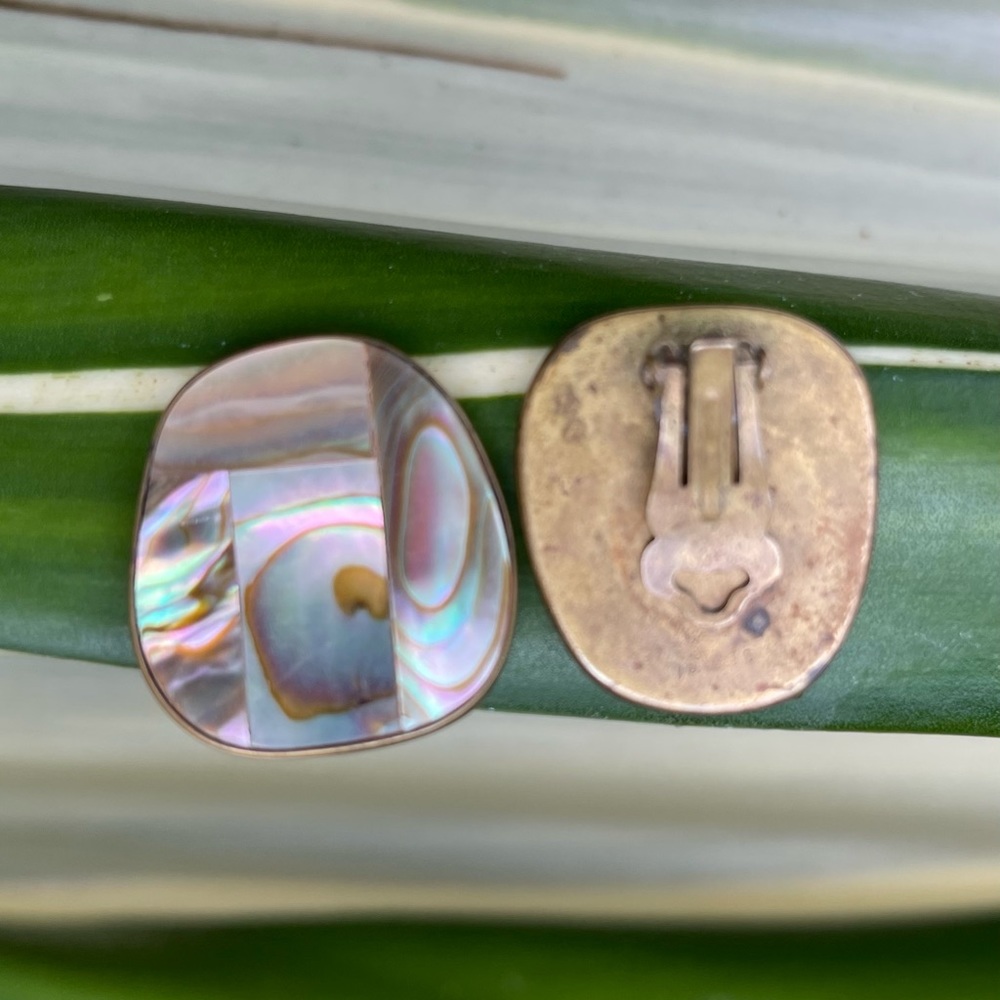 Abalone vintage clip earrings - Picture 4 of 6